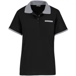 Ladies Caliber Golf Shirt Black Grey Front